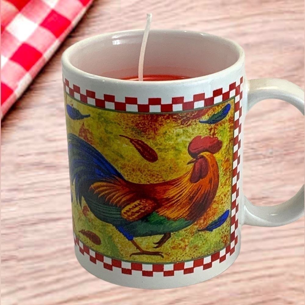 Rooster Candle Hand Poured Soy Wax Hand Crafted Apple Cider Mug Candle 10 OZ